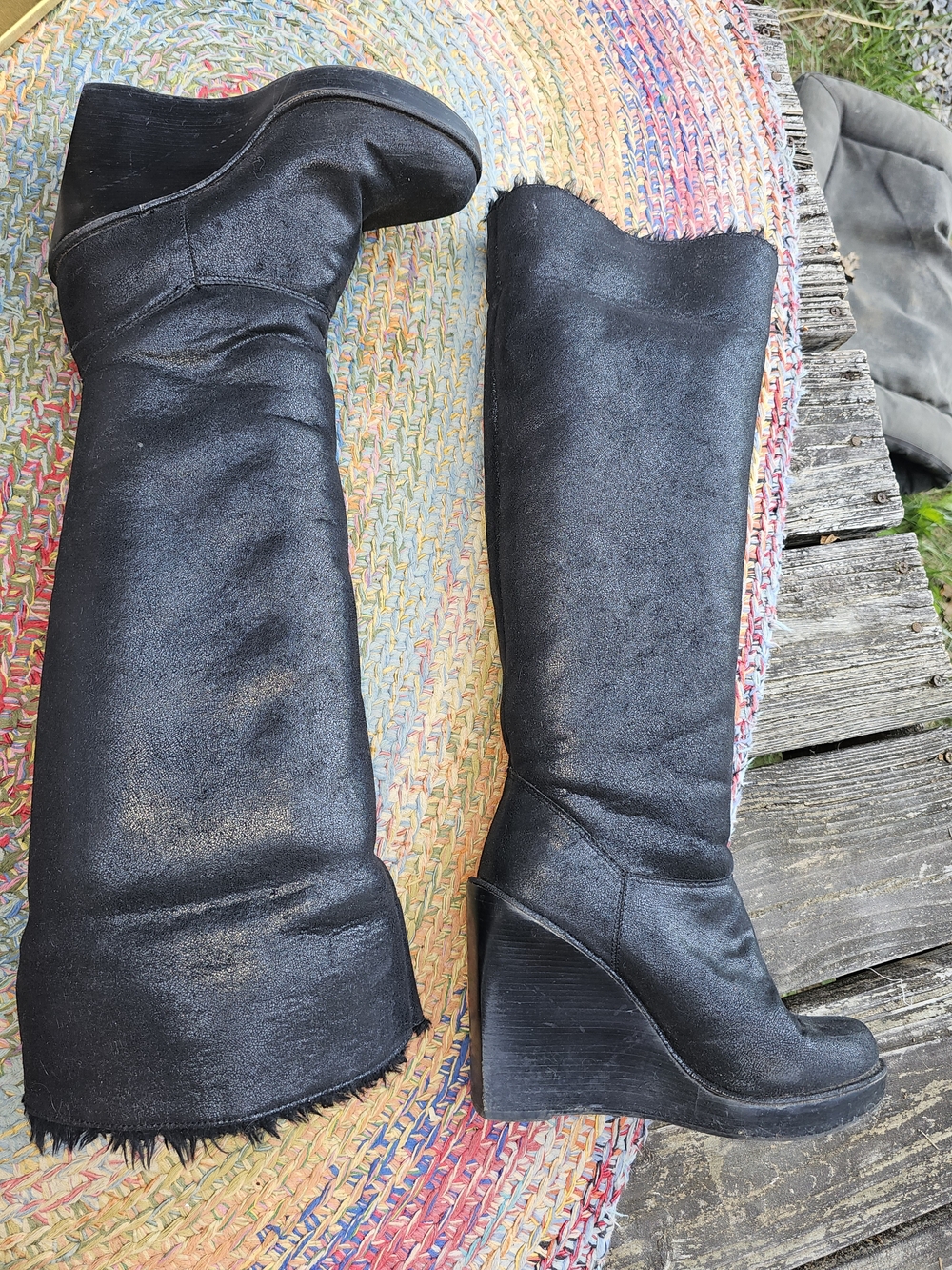 Michael Kors Black Over-the-Knee Wedge Boots